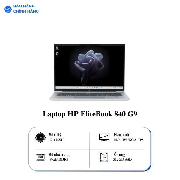 Laptop HP EliteBook 840 G9 (6Z967PA) (i7-1255U | 8GB | 512GB | Intel Iris Xe Graphics | 14' WUXGA | Win 11 Pro)