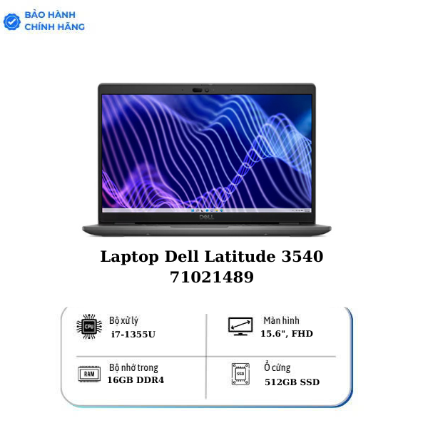 Laptop Dell Latitude 3540 71021489 (Intel Core i7-1355U | 16GB | 512GB | Intel Iris Xe Graphics | 15.6 inch HD | Fedora | Đen)