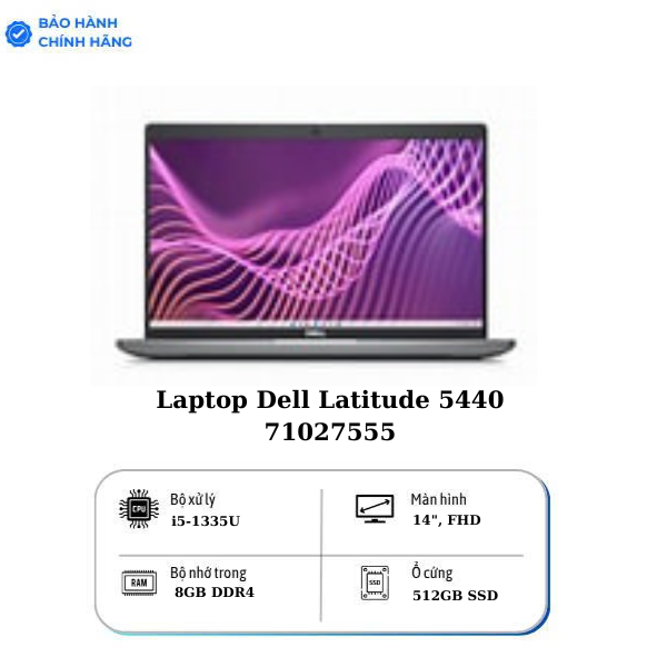 Laptop Dell Latitude 5440 71027555 (Intel Core i5-1335U | 8GB | 256GB | 14 inch FHD | NoOS | Xám)