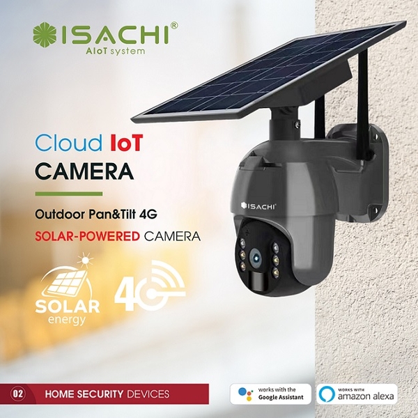 CAMERA WIFI ISACHI SC-PT04GB/CÓ KHE SIM 4G/ PIN NĂNG LƯỢNG MẶT TRỜI