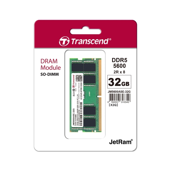Ram Laptop Transcend 32GB JM DDR5 5600 SO-DIMM 2Rx8 2Gx8 CL46 1.1V JM5600ASE-32G