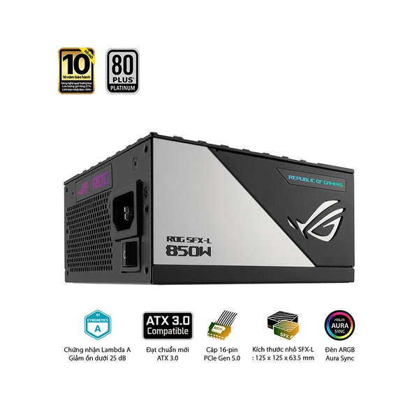 Hình ảnh chụp sản phẩm Thông số kỹ thuật Nguồn Mini SFX-L Asus ROG Loki SFX-L 850W Platinum (ATX 3.0/PCIe Gen 5.0 /Full Modular/Màu Đen Bạc)