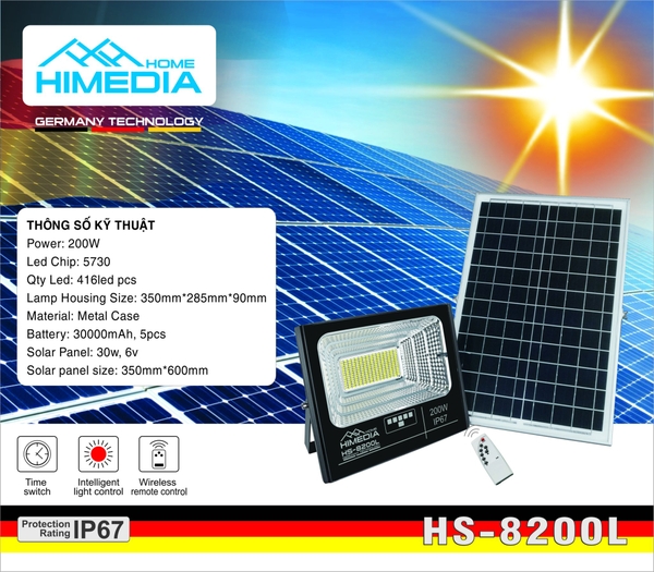 Đèn Năng Lượng Mặt Trời Himedia HS-8200L