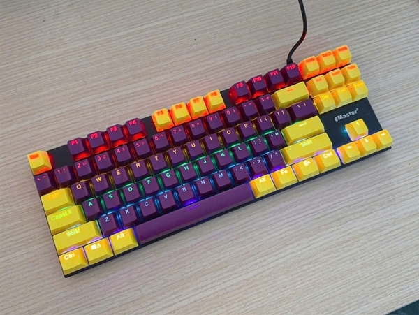 Bàn phím cơ EMaster K87 EKM505VY (87 phím, Blue Switch, RGB, Tím Vàng)