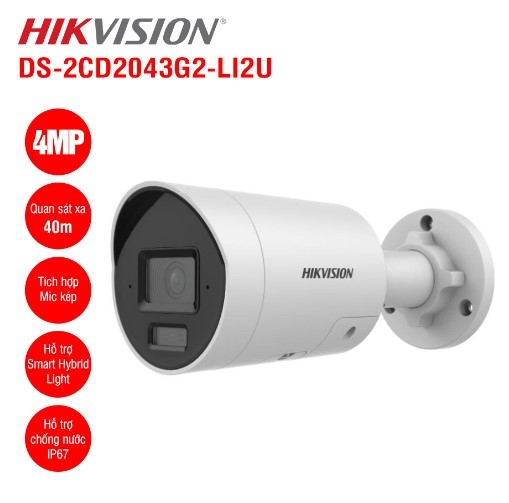 Camera IP thân trụ 4MP Hikvision DS-2CD2043G2-LI2U