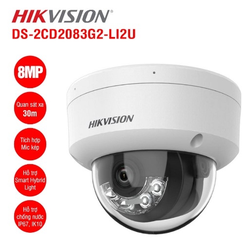 Camera IP Dome 8MP Hikvision DS-2CD2183G2-LIS2U