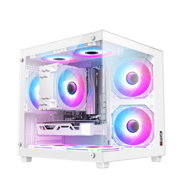 Thùng máy Magic AquaM Elite 2025 M-ATX màu trắng sẵn 3 Fan
