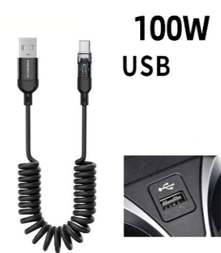 Cáp lò xo bán TRONG SUỐT Lightning A2C - PISEN TPU Spring (A-L) 1200mm