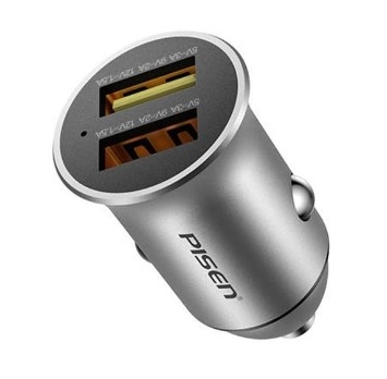 Sạc PISEN Quick Dual USB Car 18W (2xQC 18W) - TP-C02LXF SILVER