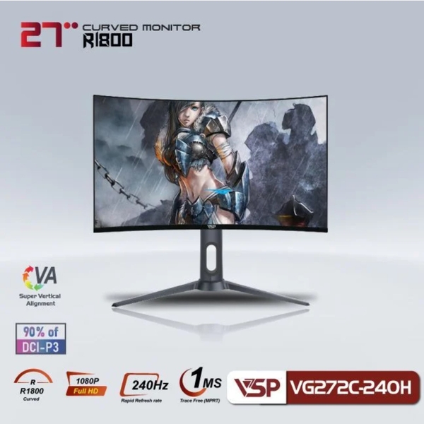 Màn hình Gaming VSP VG272C-240H | 27 inch, Full HD, VA, 240Hz, 1ms, cong