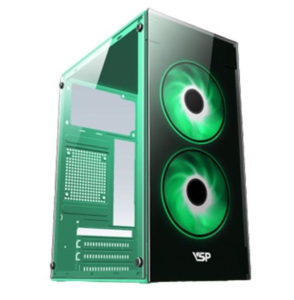 Thùng máy Case VSP V212 (Xanh lá) không Fan