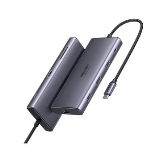 Ugreen 15532 USB type C sang 1 x HDMI 4K60hz + 1 x USB-C 3.2 + USB-A 3.2 10Gbps + 1 x RJ45 1Gbps + TF + SD + 2 x USB 3.0 + 1 x USB-C PD 100W Bộ chuyển 9in1 CM498 20015532
