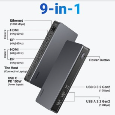 Hub USB-C Đa Năng  9 in 1 UGREEN 90912