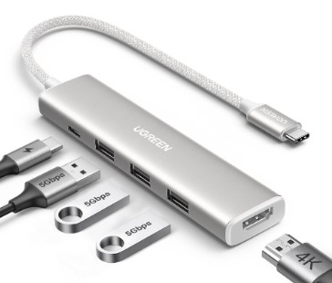 Hub Revodok USB Type-C 5 trong 1 ra HDMI 4K@30Hz, USB 3.0, Sạc PD 100W Ugreen 35580 cao cấp