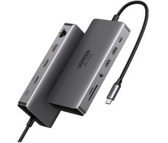Ugreen 15965 Hub 2 × HDMI 8k30hz - 4K60Hz + 2 × USB-A 3.2 + USB-C 3.2 + USB-A 3.0 + gigabits RJ45 + SD + TF + 3.5mm + PD Bộ chuyển đổi USB type C CM681 20015965