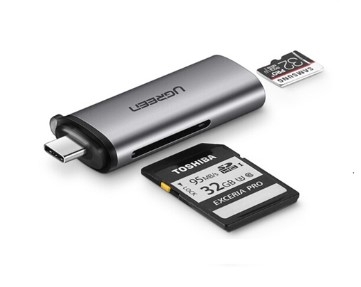 Đầu đọc thẻ nhớ USB type-C cho thẻ SD/TF chính hãng Ugreen 50704 cao cấp