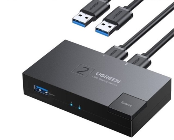 KVM Switch 2 vào 1 cổng USB 3.0 tốc độ 5Gbps Ugreen 15149 cao cấp