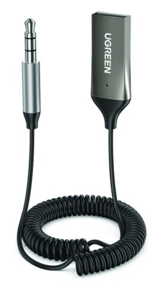 Bộ thu Bluetooth 5.0 cho ô tô, cáp lò xo dài 1,5M hỗ trợ Mic cổng 3.5mm Ugreen 70601 cao cấp