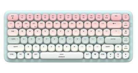 Ugreen 90843 bàn phím cơ Mechanical keyboard 84 nút pin sạc 1800mAh 84keys có đèn led có thể kết nối bằng dây usb-c hay Bluetooth màu hồng xanh bạc hà KU101 20090843