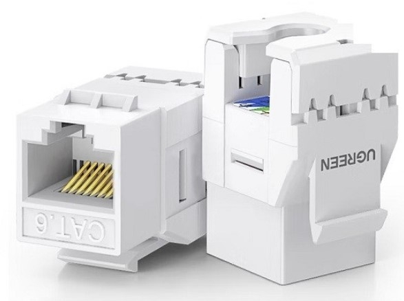Đầu nối mạng RJ45 âm tường 180 độ cho dây mạng Cat6 Ugreen 30844 cao cấp