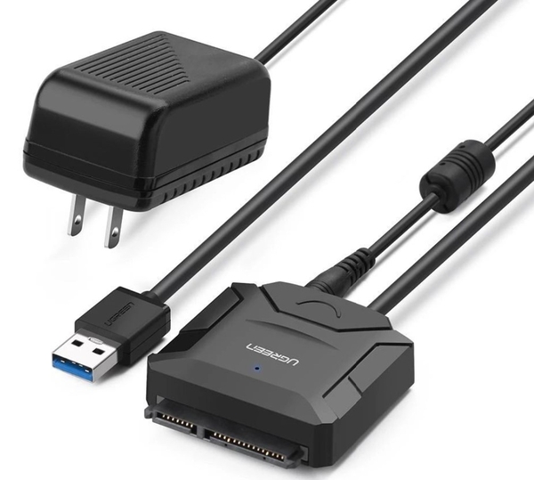 Cáp USB 3.0 to SATA HDD, SSD 3.5″/2.5″ Ugreen 20636 hỗ trợ 12TB, kèm nguồn 12V/2A Chính hãng cao cấp