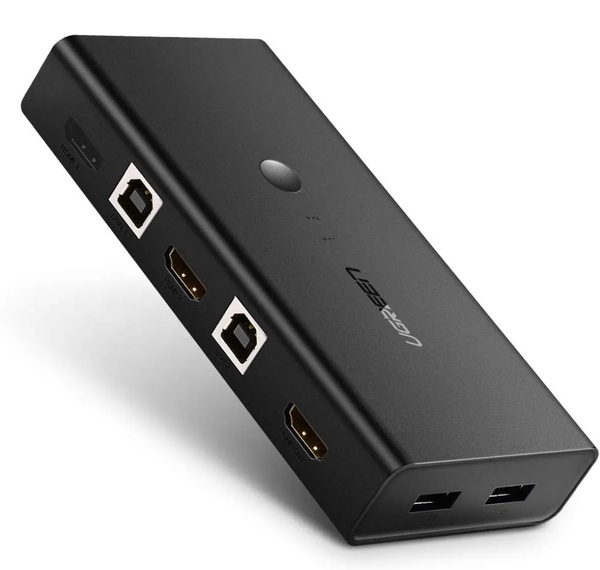 Bộ chuyển đổi 2 máy tính dùng 1 màn hình HDMI - Auto 2 USB KVM Switch chính hãng Ugreen 50744