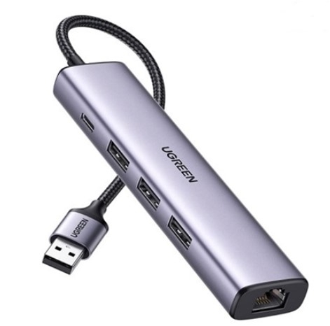 Hub chuyển đổi 5 in 1 USB Type-A ra Lan 1000Mbps Kèm HUB 3 Cổng USB 3.0 Ugreen 60554 cao cấp