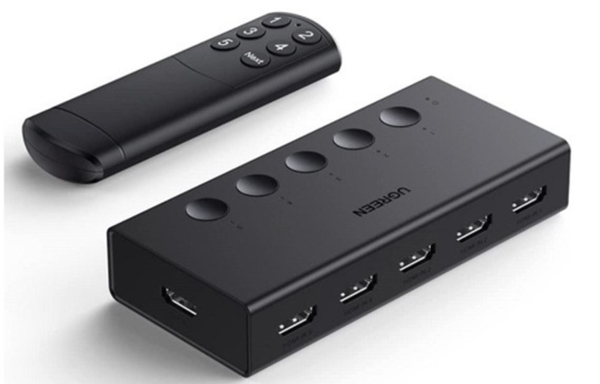Bộ gộp HDMI 5 vào 1 ra chuẩn 2.0 hỗ trợ 4K@60Hz 3D CEC HDR HDCP2.2 Ugreen 90512 cao cấp