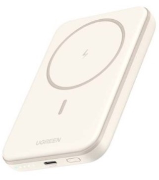 Ugreen 25207 5000mAh 15W PD 3.0 Magnetic Wireless pin dự phòng Power Bank màu vàng Beige chỉ hỗ trợ đến 7.5w cho thiết bị apple MagSafe iphone PB560