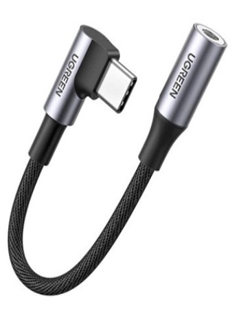Cáp chuyển đổi USB Type-C bẻ góc 90 sang Audio 3.5mm Ugreen 80723 cao cấp (Không chip DAC)