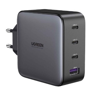 Ugreen 90575 100W Màu Đen Bộ sạc nhanh Nexode chip GaN gồm 3 cổng USB-C + USB-A
