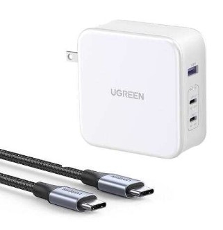 Ugreen 15338 140W Bộ sạc nhanh Nexode GaN 2 cổng USB Type-C + USB-A Màu Trắng