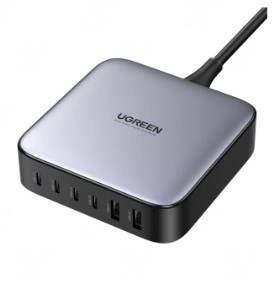 Ugreen 40913 200W Màu Đen Bộ sạc nhanh Nexode USB-C GaN gồm 4 cổng USB C và 2 cổng USB A