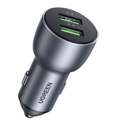 Ugreen 10144 QC3.0 36W 2 cổng màu bạc sạc xe chuẩn quick charge 3.0