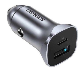 Ugreen 30780 18W màu đen Bộ sạc ô tô 2 cổng USB 2.4A + TypeC