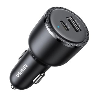 Ugreen 90645 63W Màu Đen Bộ sạc nhanh xe hơi gồm cổng USB-C 45W + USB-A 18W