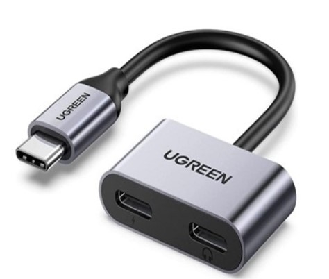 Cáp chuyển đổi USB Type-C sang 2 USB Type-C tai nghe & sạc 15W Ugreen 60165 cao cấp