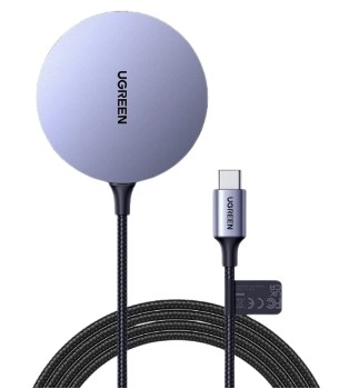 Ugreen 30233 15W Màu Xám Bộ sạc không dây chuẩn cổng nghệ sạc Qi chuẩn cắm USB-C