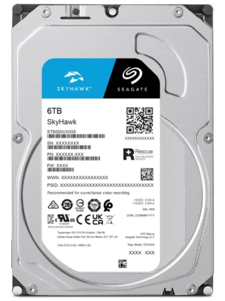Ổ cứng camera Seagate Skyhawk 6TB ST6000VX009 (3.5Inch/ 5400rpm/ Cache 256MB/ SATA3)