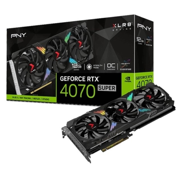 VGA PNY GeForce RTX 4070 SUPER 12GB XLR8 Gaming VERTO EPIC-X RGB Overclocked Triple Fan VCG4070S12TFXXPB1-O