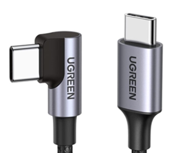 Cáp USB Type C to USB Type C bẻ góc 90 độ bện nylon dài 0,5m Ugreen