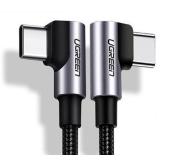 Cáp sạc nhanh dài 3m USB type C 2 đầu bẻ 90 độ Ugreen 10357 US335 màu đen, hỗ trợ sạc nhanh 5A