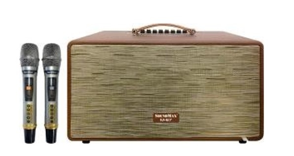 Thùng gỗ đen 2 bass 16cm 120W (RMS), Mic nhôm