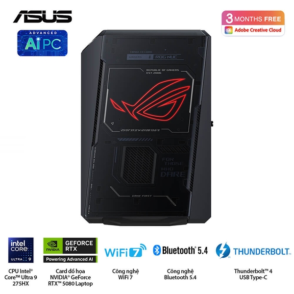 Bộ Mini PC ASUS ROG NUC RNUC15JNK9X289A0 (U9 275HX | 16GB | 1TB | RTX 5080 | Killer Wifi 7E | Win 11)