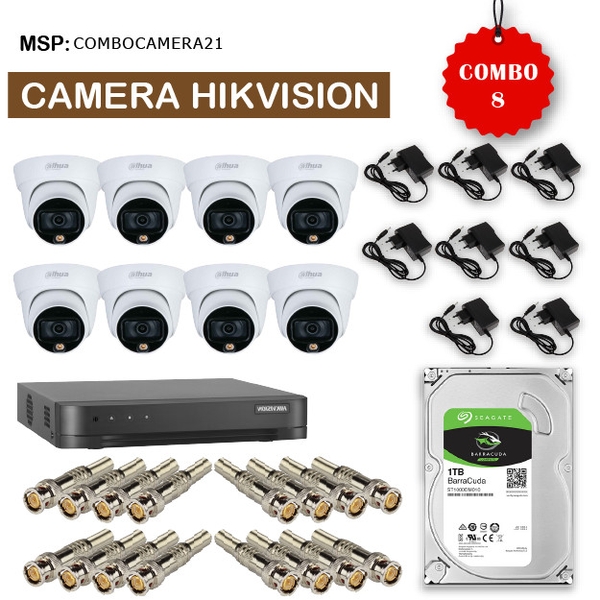 Combo 8 Camera Dahua HAC-HDW1239TLP-LED + Đầu ghi hình DAHUA