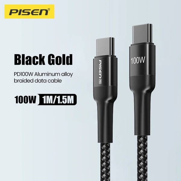 Cáp sạc nhanh PISEN PRO-Black Gold USB-C 100W 1.5m