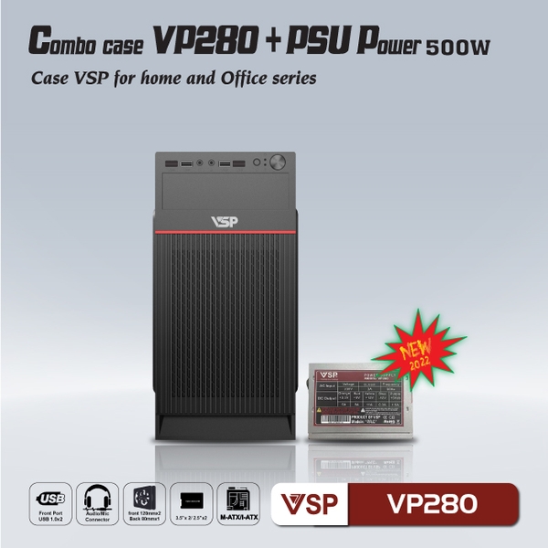 Combo Case văn phòng VP280 có sẵn nguồn 500W