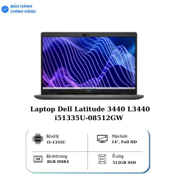 Laptop Dell Latitude 3440 L3440-i51335U-08512GW (Intel Core i5-1335U | 8GB | 512GB | 14 inch FHD | Win 11 | Đen)