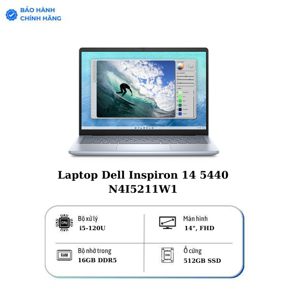 Laptop Dell Inspiron 14 5440 N4I5211W1 (Intel Core 5 processor 120U | 16GB | 512GB | Intel Iris Xe | 14 inch FHD+ | Win 11 | Office | Xanh)
