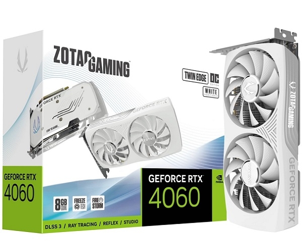 VGA Gaming GeForce RTX 4060 8GB Twin Edge OC White ZOTAC ZT-D40600Q-10M